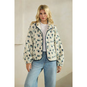 Printed Contrast Sherpa with Front Pockets