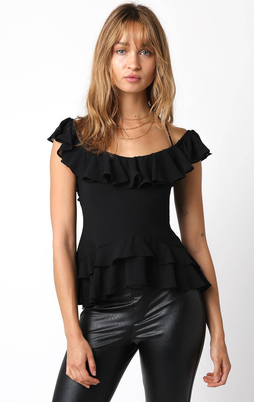Black Ruffle Top