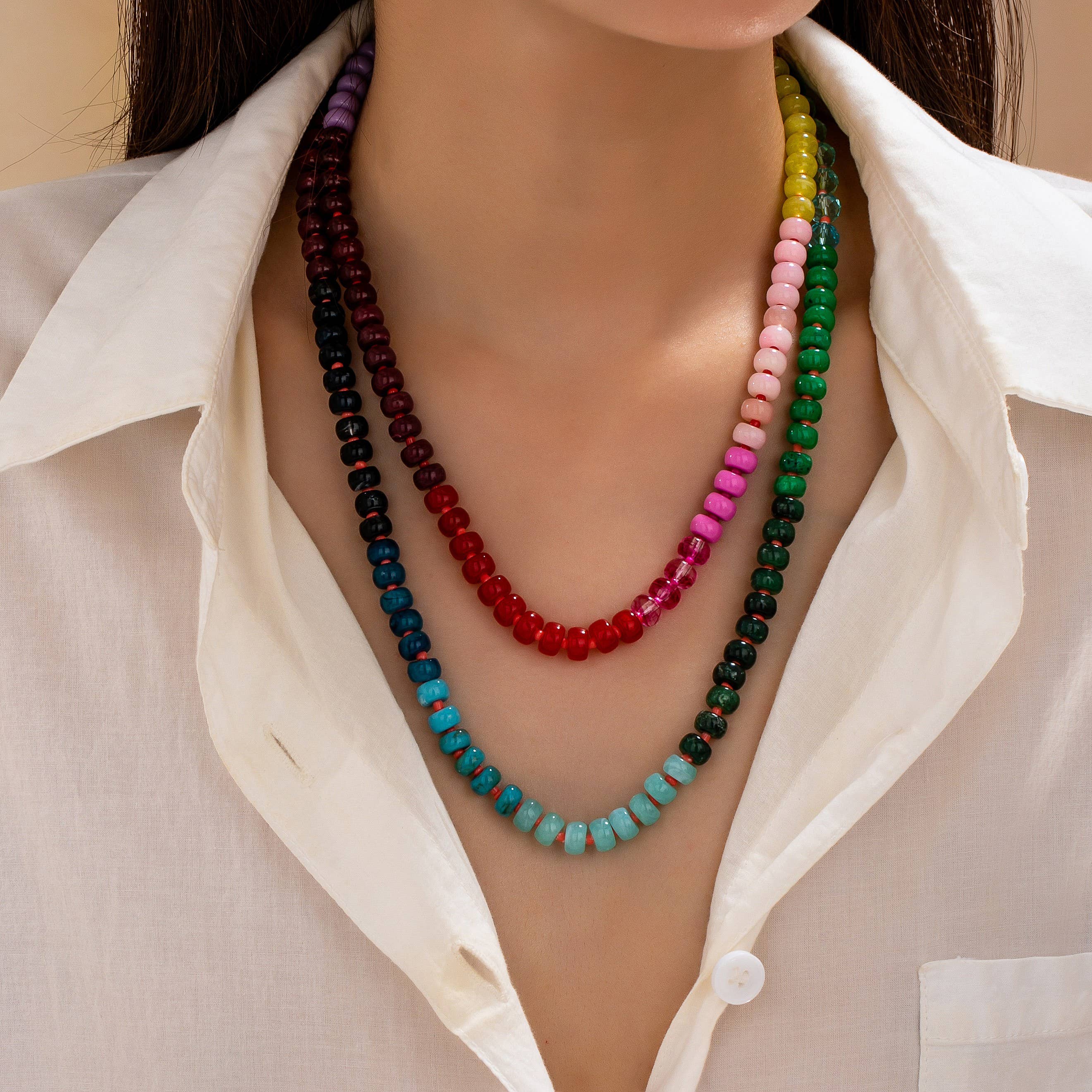 Multicolor Long Beaded Necklace