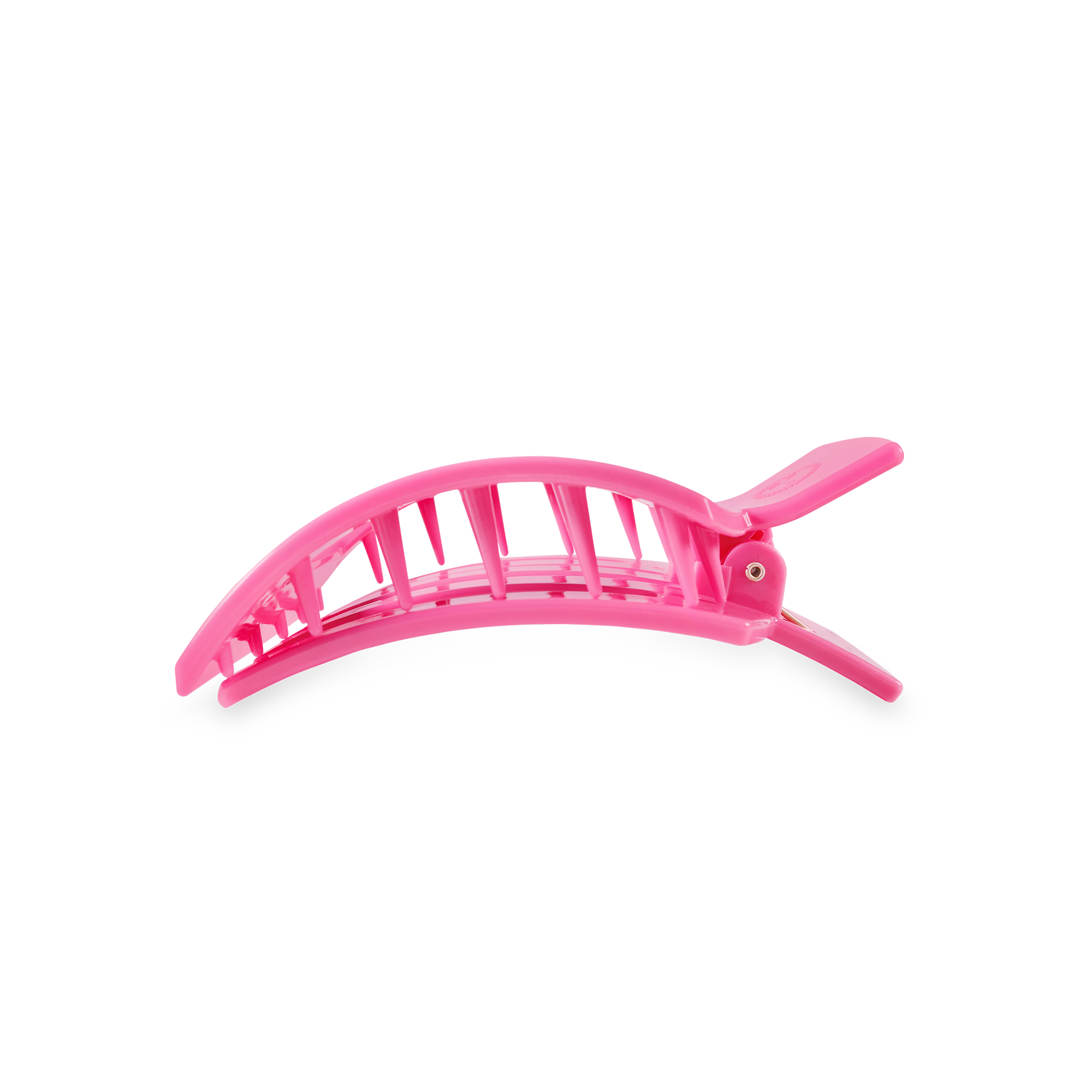 Flat Square Hair Clip | Medium | Paradise Pink showing bendable teeth for a secure yet gentle hold