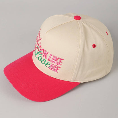 You Look Like You Love Me Embroidery Trucker Hat: Red / ONE SIZE