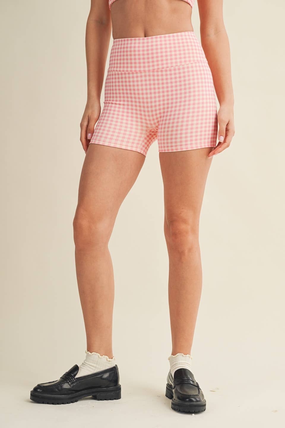Hot Pink Gingham Biker Shorts