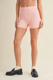 Hot Pink Gingham Biker Shorts
