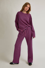 Pink & Navy Long Sleeve Stripe Top & Pants Set