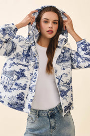 Abstract Print Puffer Jacket