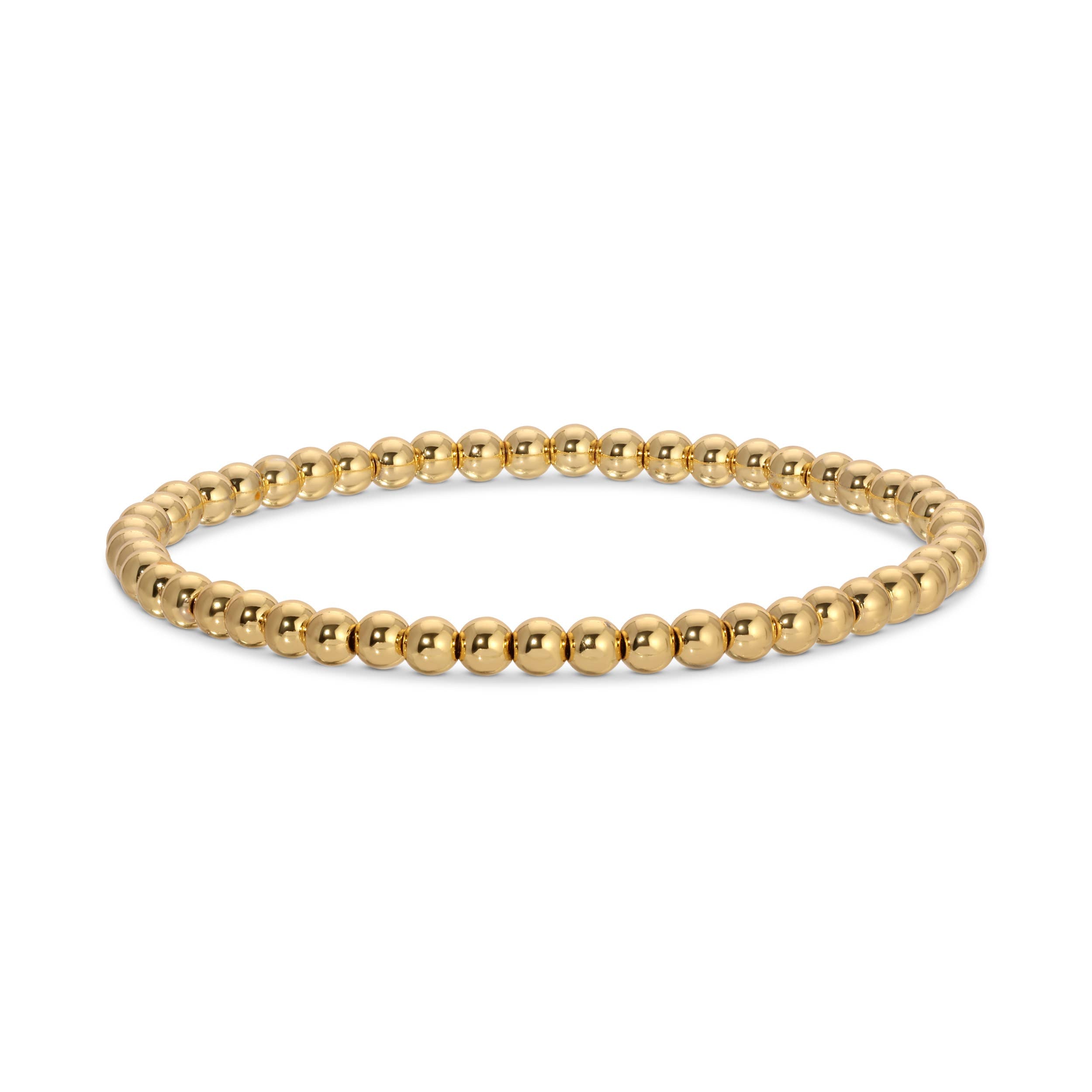 Classic Beaded Stretch Bracelets: Silver / 6mm