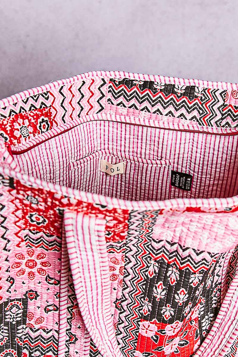 Pink Quilted Bohemian Tote Bag