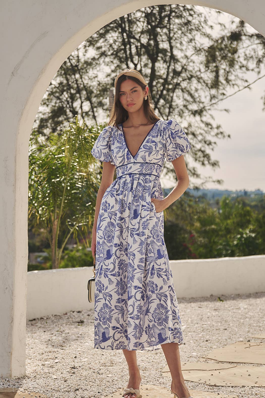 Blue Jaylene Pleated Maxi Dress Virda Floral