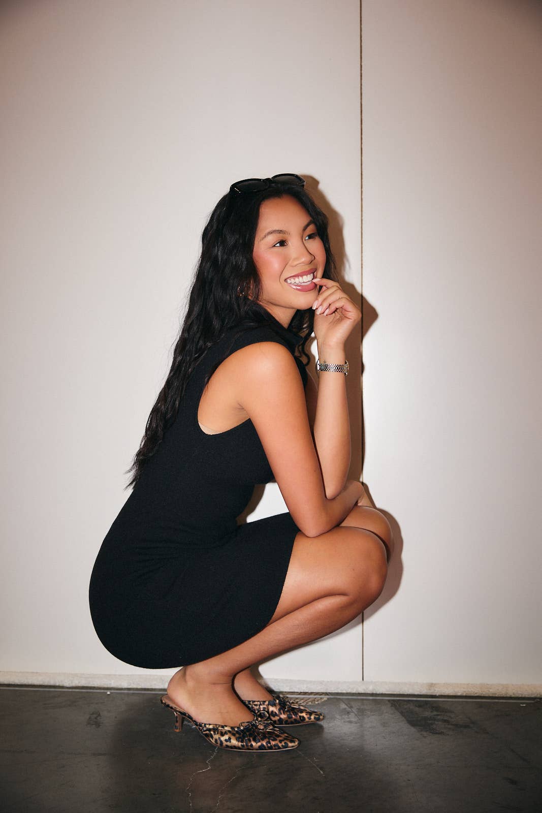 Black Mock Neck Sleeveless Sweater Dress