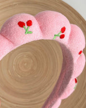 Cherry Spa Headband | Cute Pink Self-Care Terry Headband