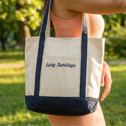 Lazy Sundays Embroidered Tote Bag