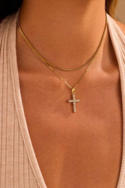 Gold Cross Layered Necklace