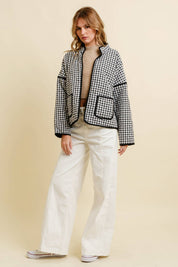 Black Quilted Gingham Jacket in Add When IT Comes IN!