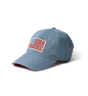 Americana Denim Baseball Cap — 100% cotton and features sewn on patch design