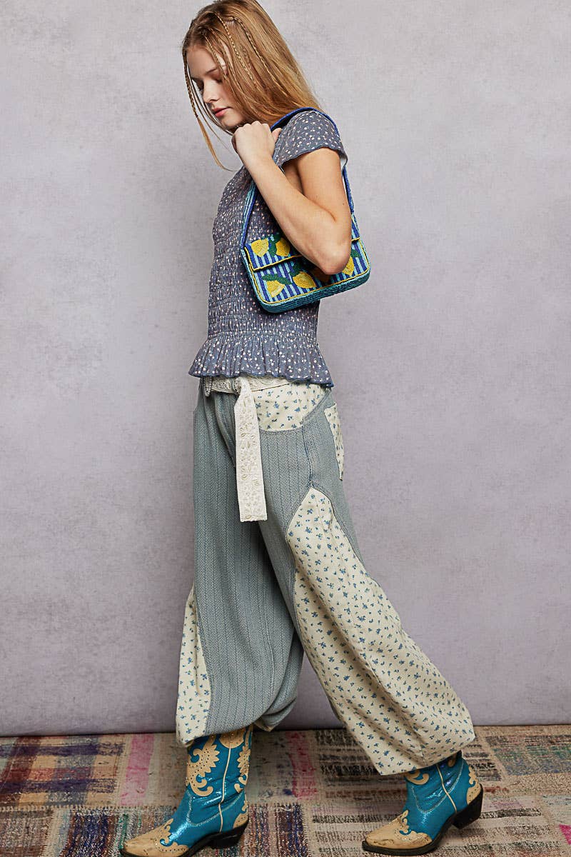 Blue Beaded Lemon Shoulder Bag