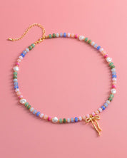 Pastel Crush Coquette Bead Pearl Necklace: Olive