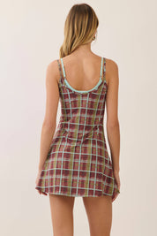 Maroon Plaid Active Mini Dress