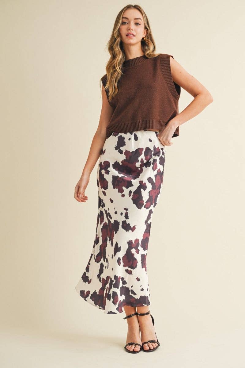 Brown Knit Ribbed Detail Open Back Top
