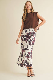 Brown Knit Ribbed Detail Open Back Top