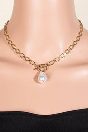 Pearl Pendant Toggle Chain Necklace