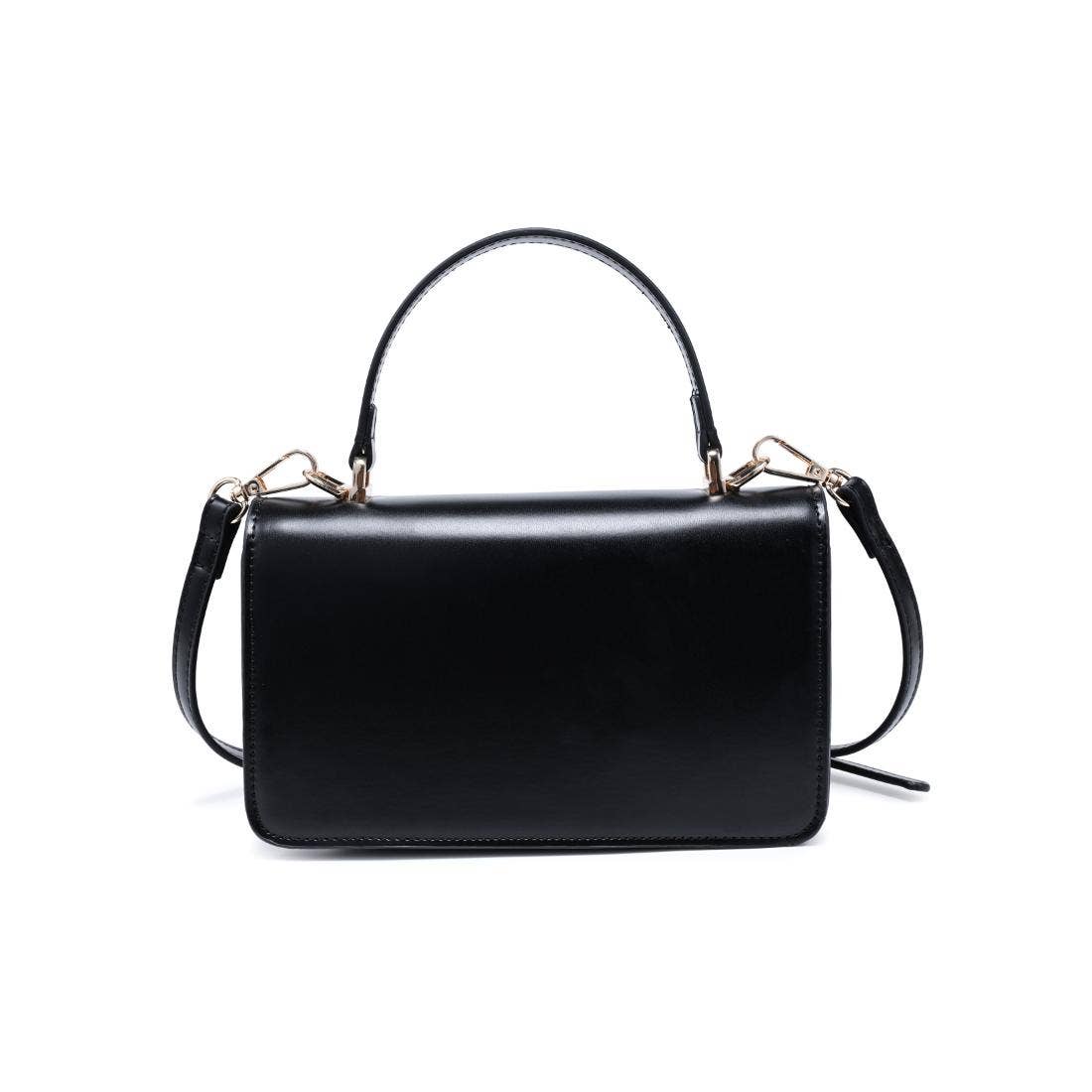 Black Belted Top Handle Crossbody