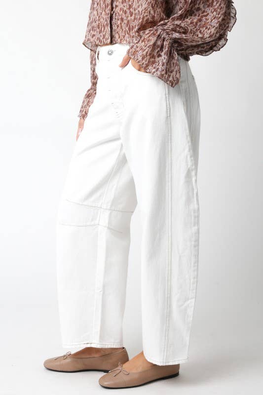 White Wide Leg Utility Pants