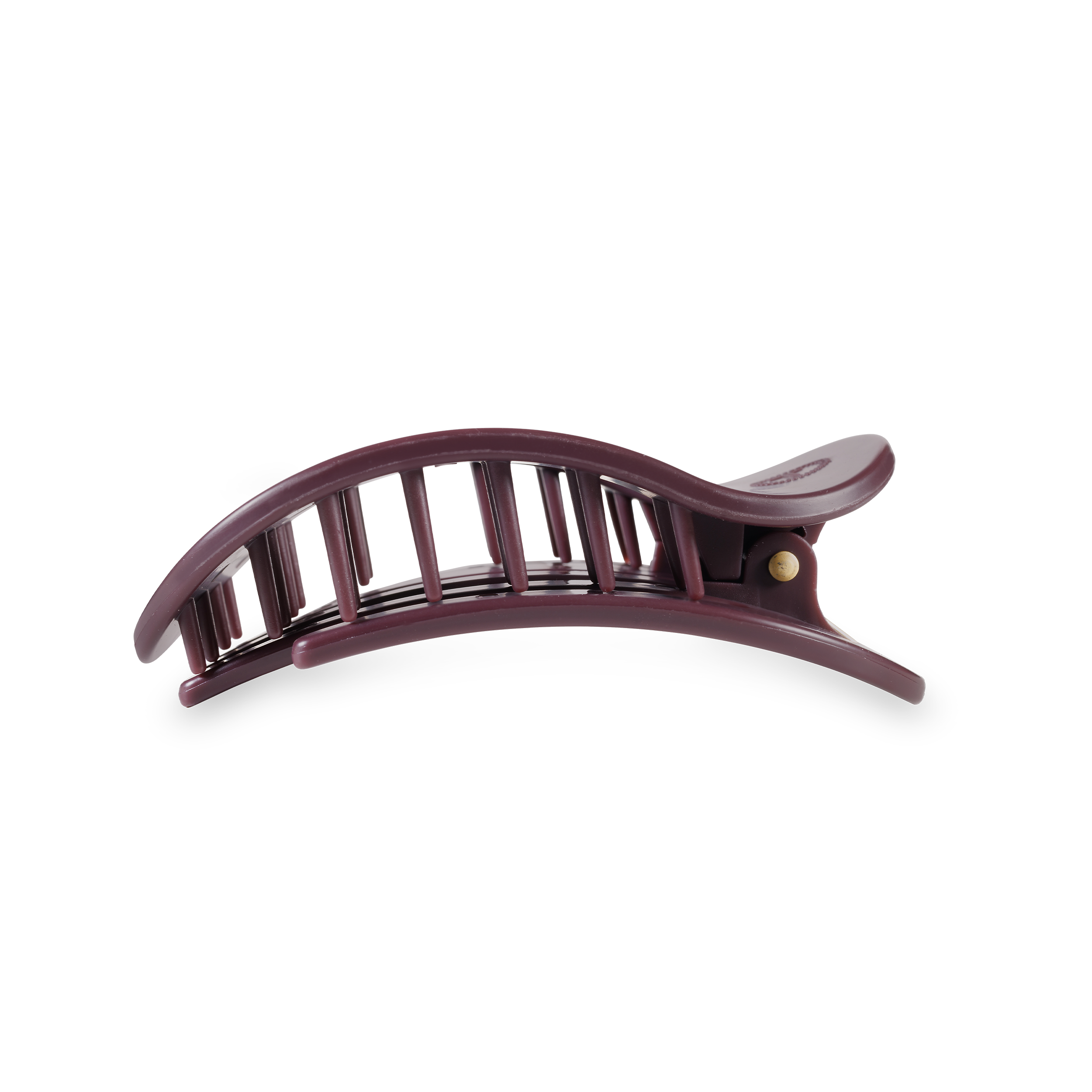 Flat Round Hair Clip | Medium | Burgundy Bliss showing bendable teeth for a secure yet gentle hold