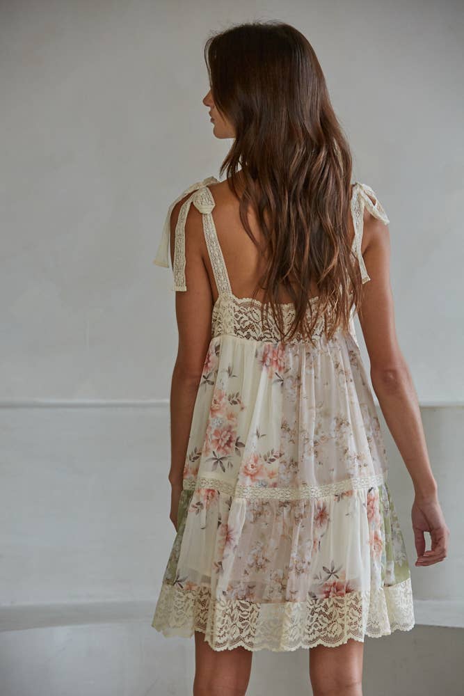 Chiffon Floral Print Mini Dress