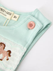 Western Horse Embroidery Boys Jonjon Romper