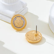Shell Enamel Button Earrings