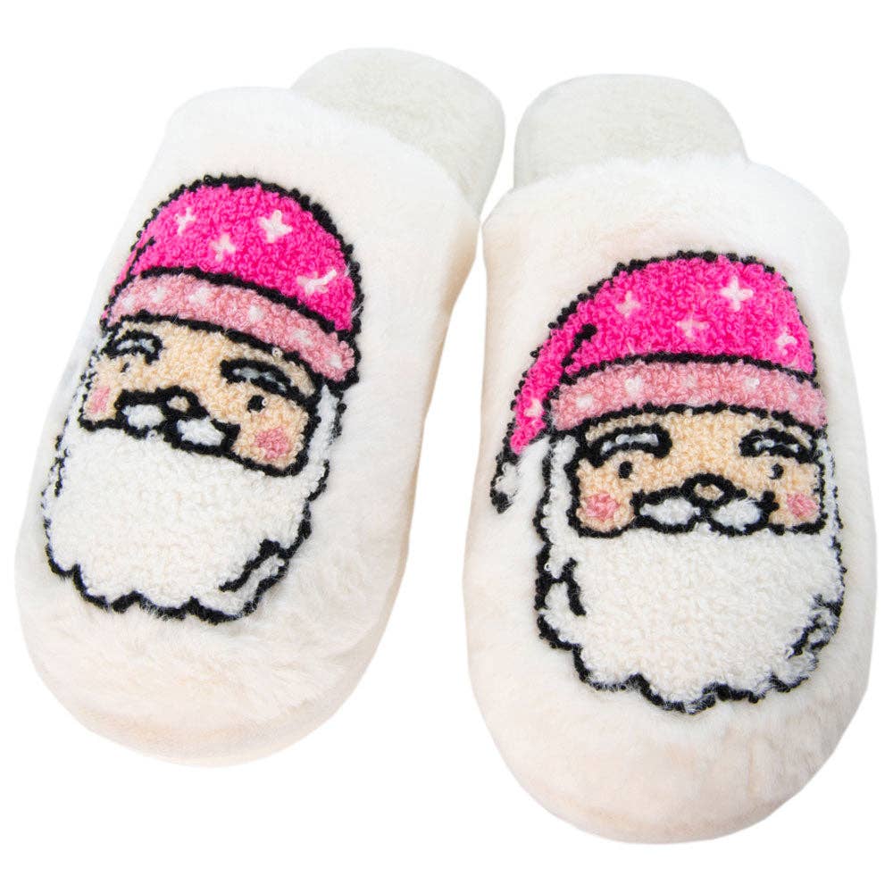 Pink Santa Christmas Slippers