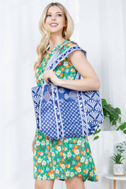 Navy Quilted Reversible Tote Bag