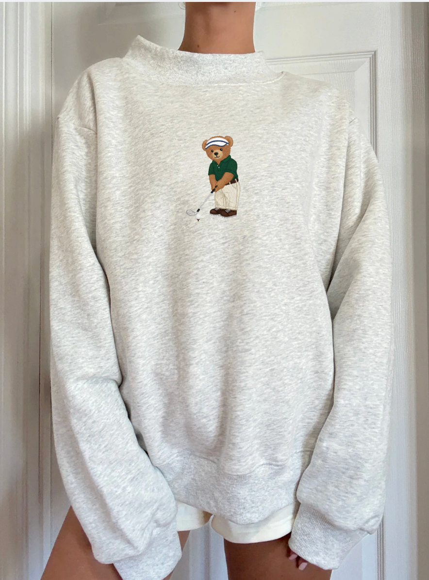 Gray Classic Teddy Bear Golf Mockneck