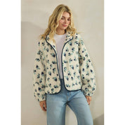 Printed Contrast Sherpa with Front Pockets