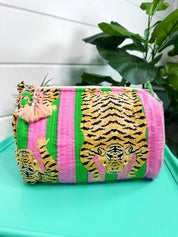 Tiger Large Print Quilted Makeup Bags