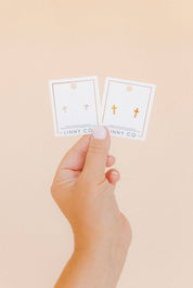 Stud Earrings Clara Cross Gold Sparkle
