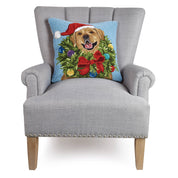 Santa Golden Labrador Wreath Hook Pillow