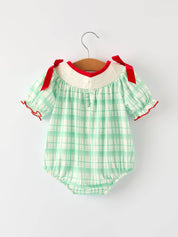 Green Plaid Christmas Romper