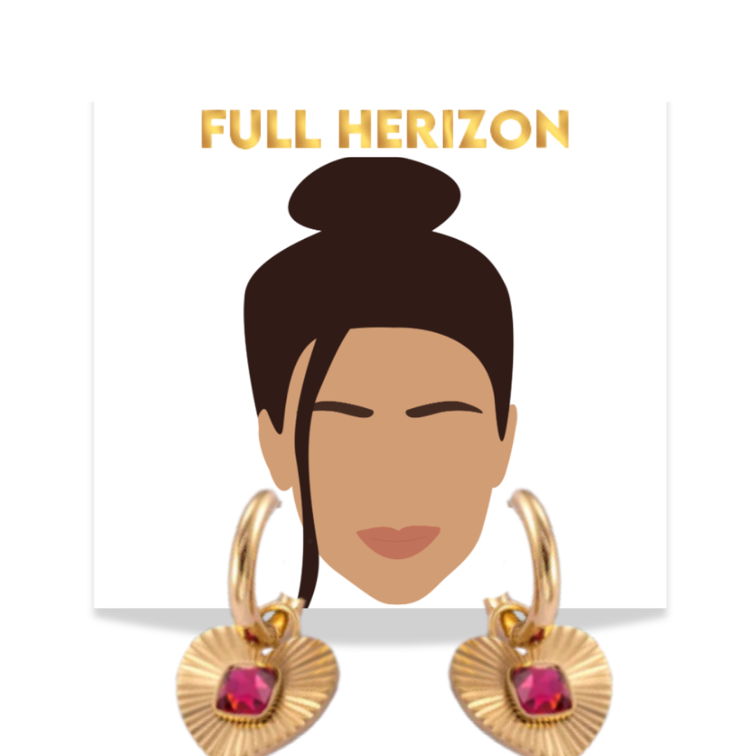 18k Gold Radiant Heart Pendant Statement Hoops