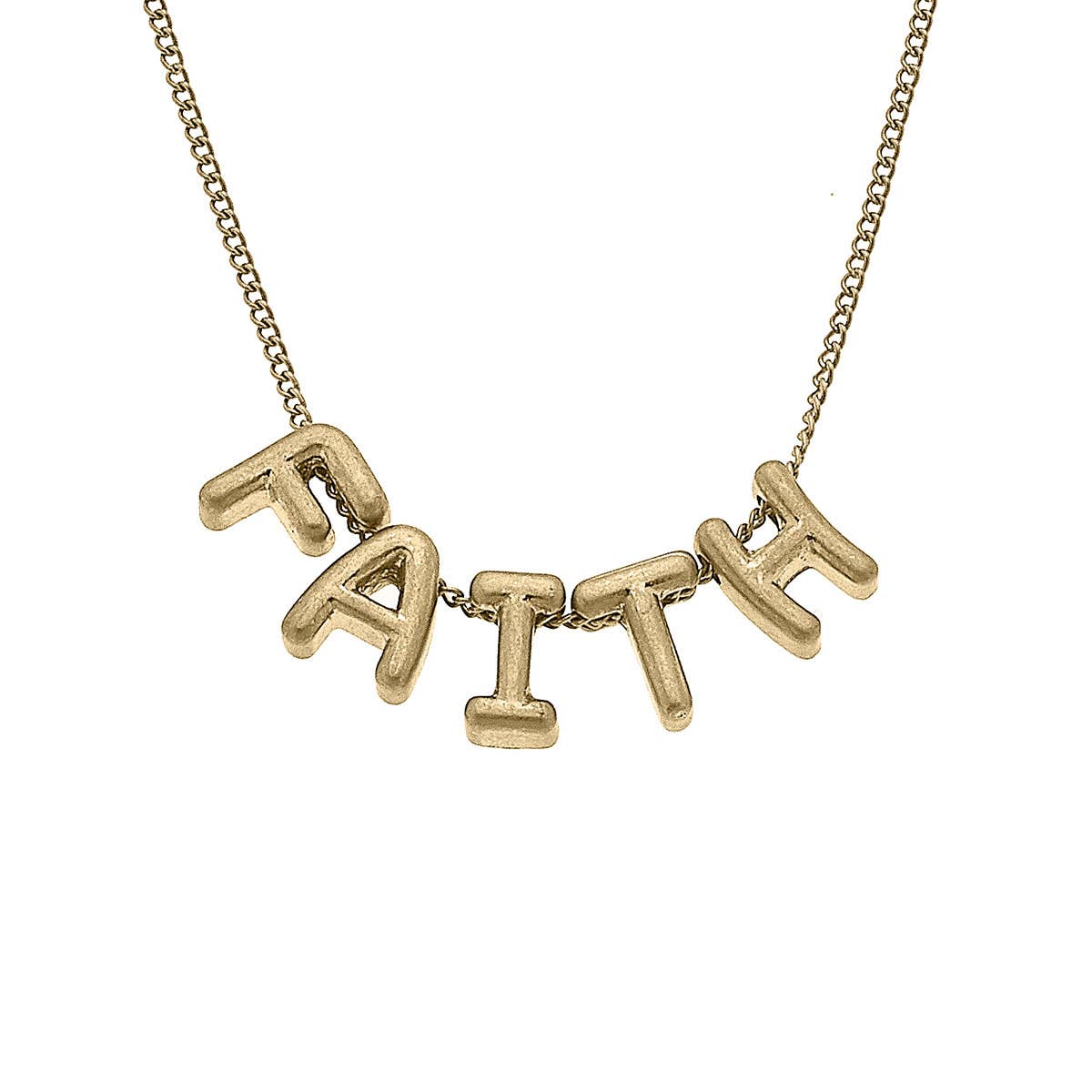 Bubble Letter Necklace in Worn Gold