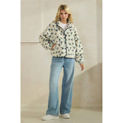 Printed Contrast Sherpa with Front Pockets