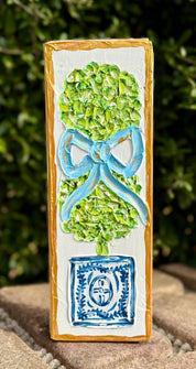 Blue Textured Topiary Art Block from Ninety Nine Boutique