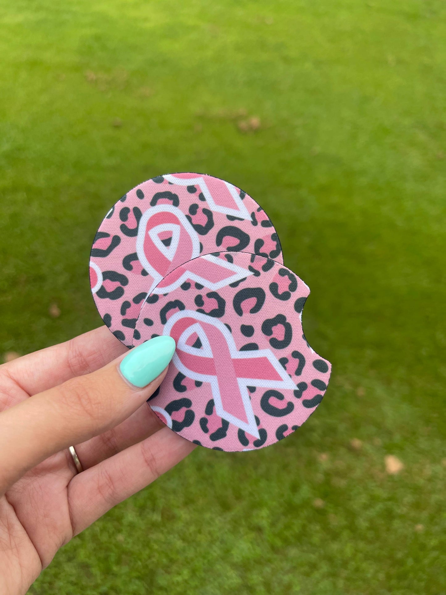 Breast Cancer Awareness Car Coaster Set