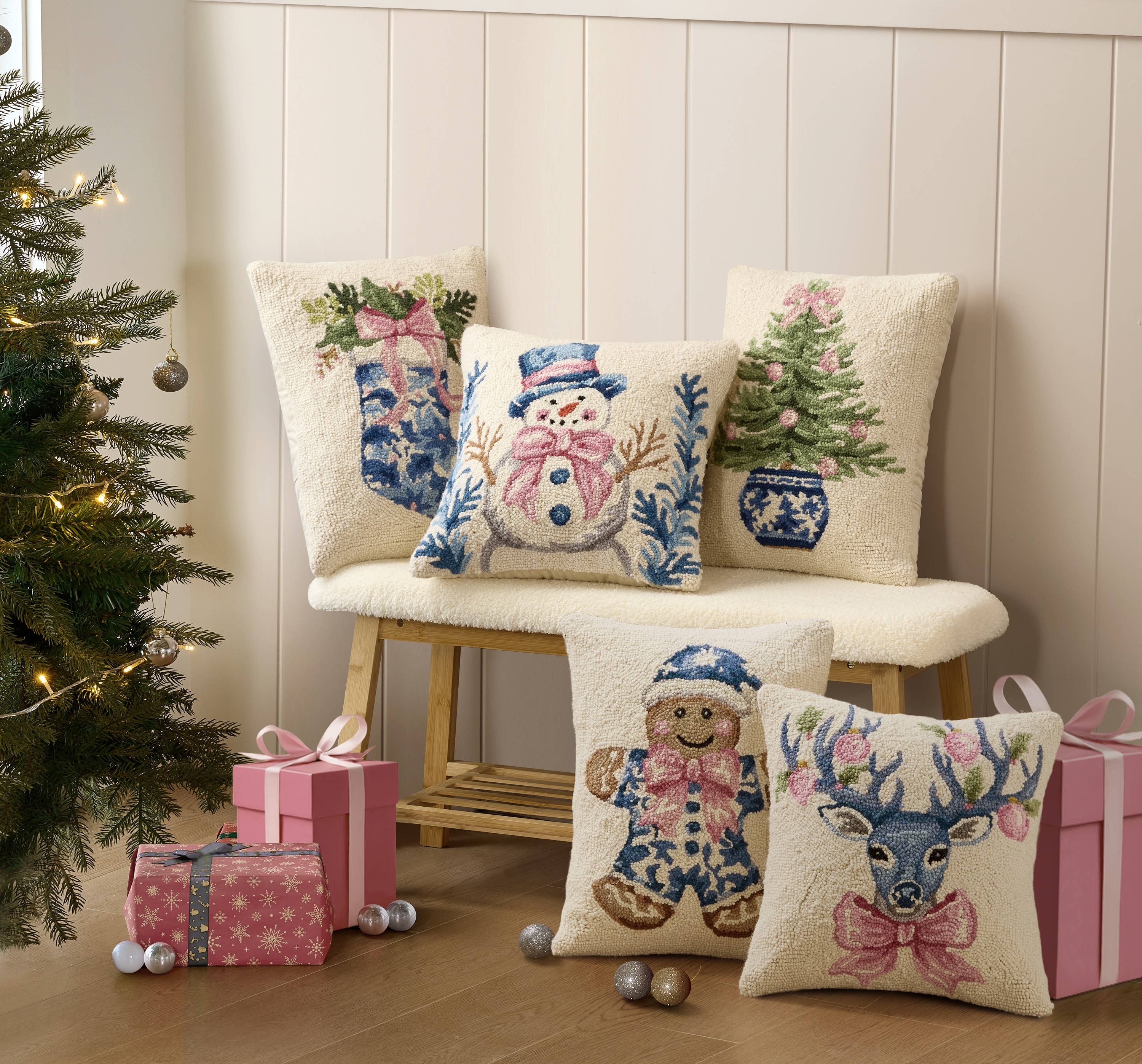 Cream Potted Tree Hook Pillow