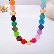 Multicolor Rainbow Marbled Bead Necklace