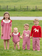 Valentine Red Plaid Boys Romper