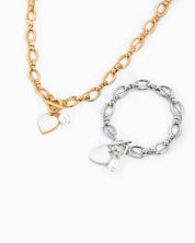 Gold Heart Twist Chain Toggle Necklace
