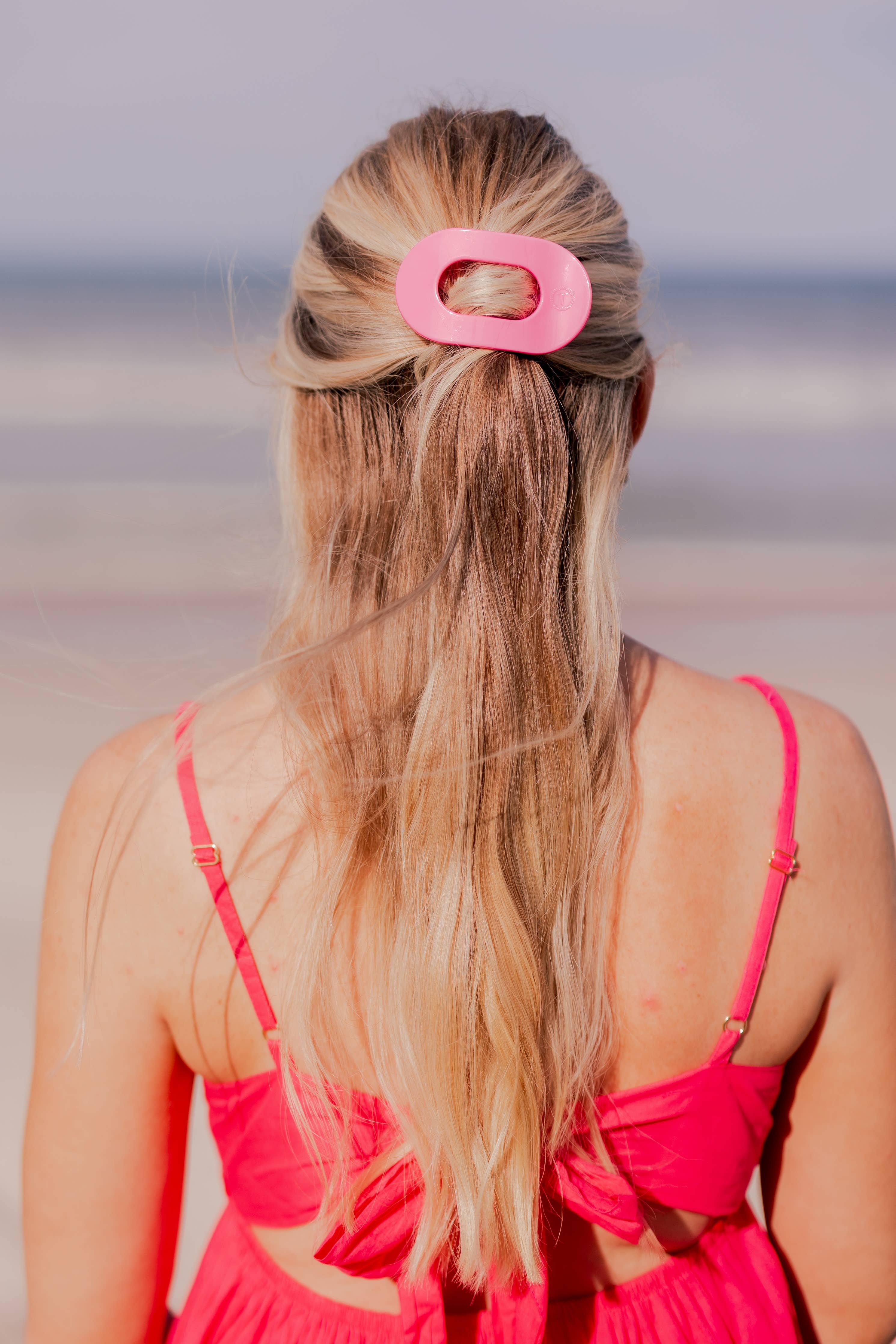 Flat Round Hair Clip | Small | Paradise Pink showing lightweight, durable, and nearly unbreakable