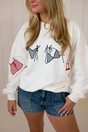 White Summer Clothespin Sweatshirt
