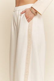 Cream Crochet Barrel Sweatpants